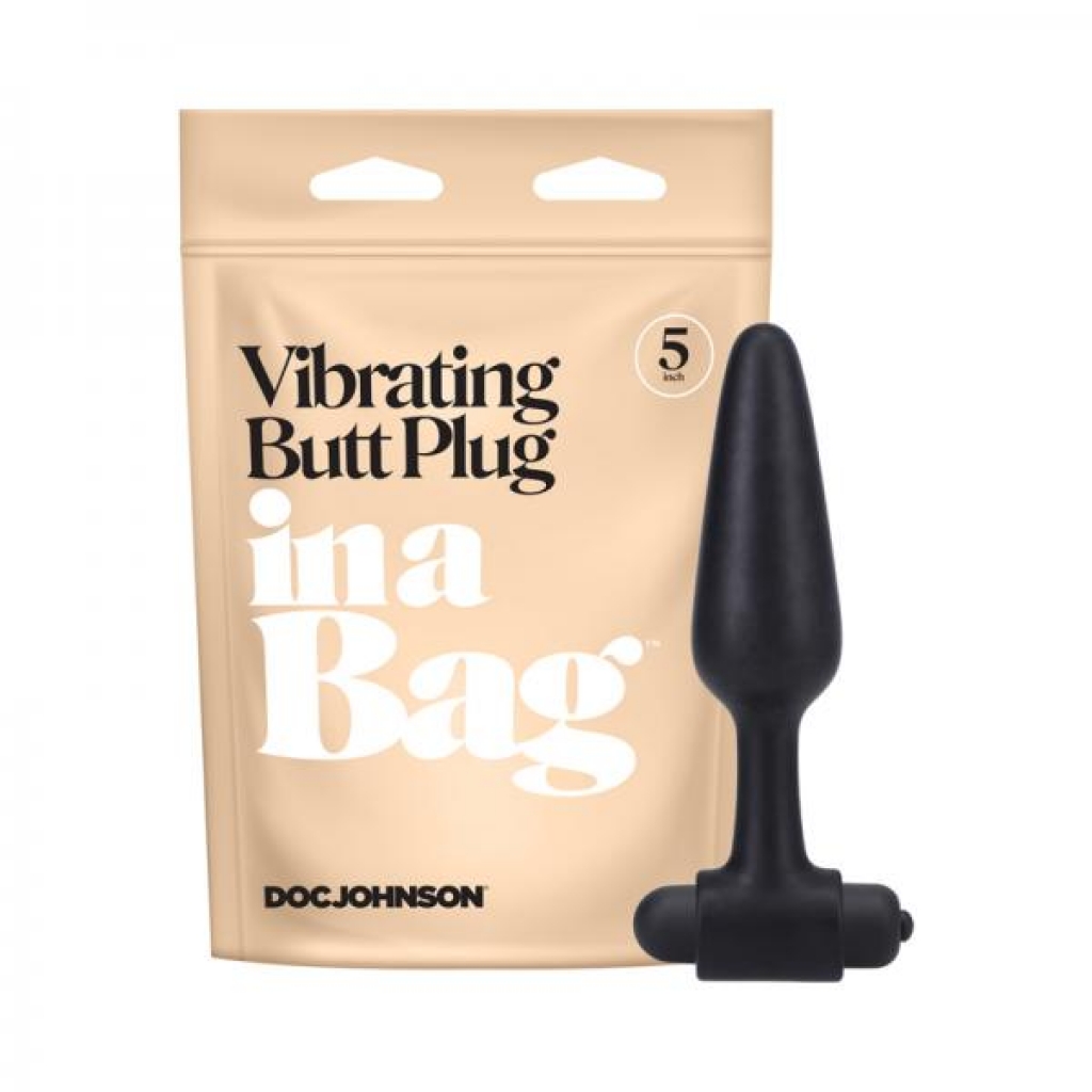 In A Bag Vibrating Butt Plug - 5 inch Black