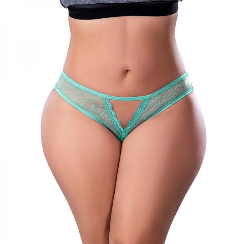 Magic Silk Soft Petals Crotchless Panty - Aqua