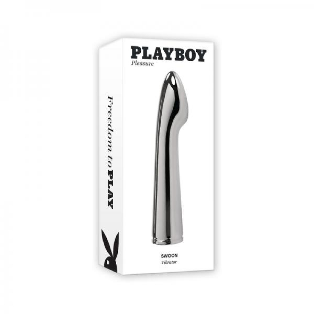 Playboy Swoon Rechargeable Vibrator - Aluminum Platinum