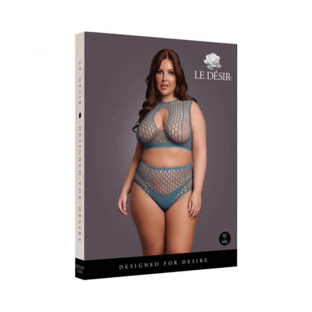 Luxe Le Desir Duo Net Key-hole Bra Set - Ocean Deep