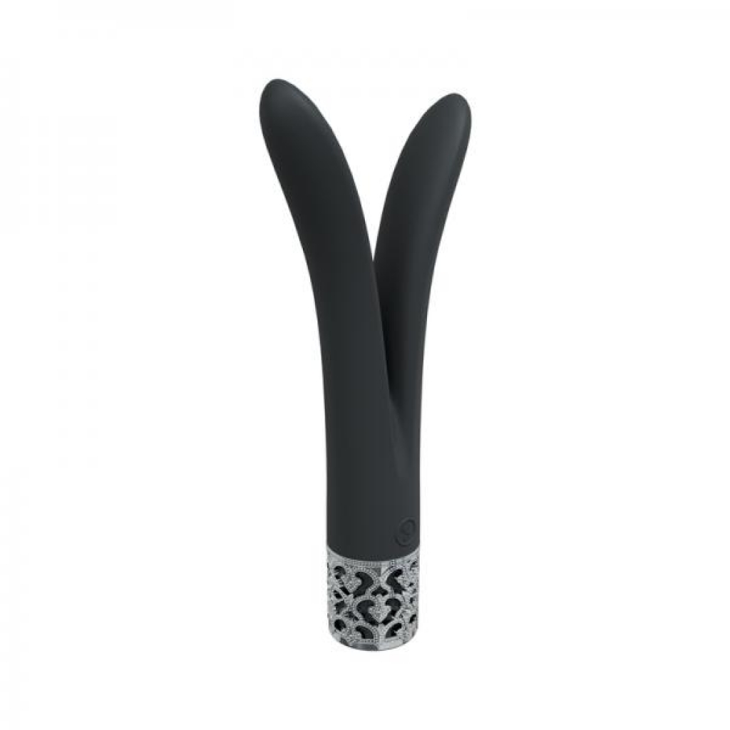 Royal Gems Dueling Queens Silicone Rechargeable Vibrator - Black