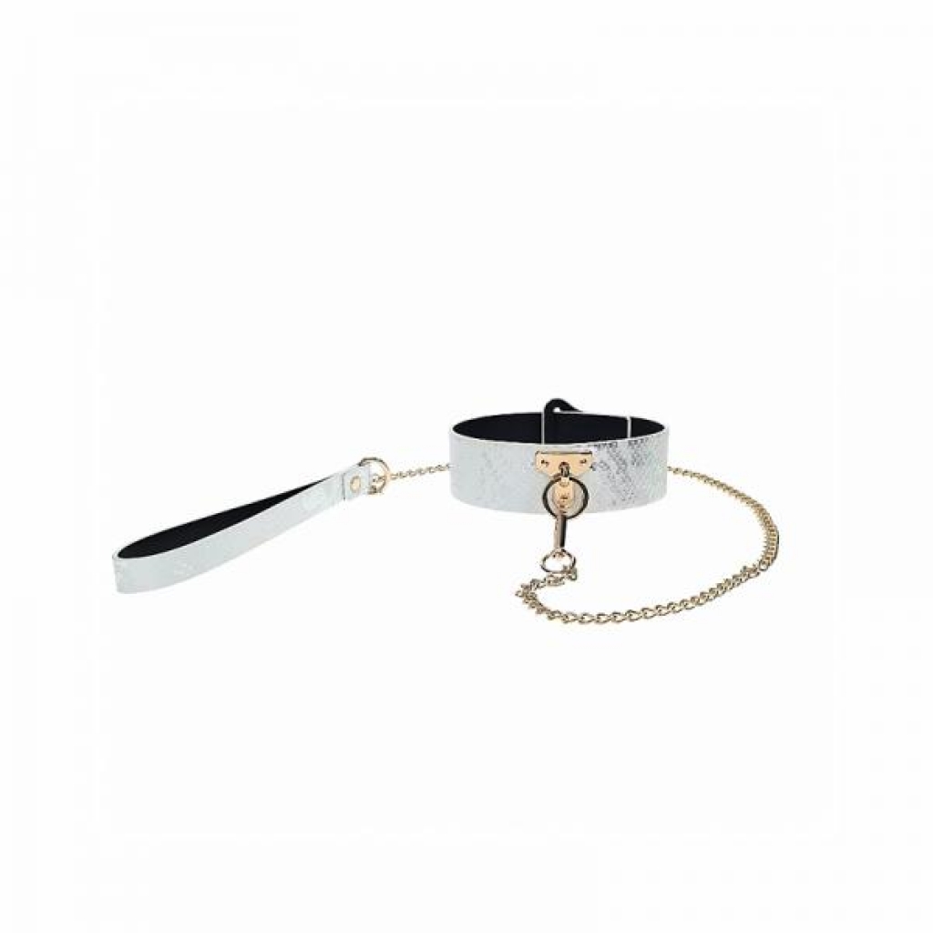 Ouch! Florence Collection Collar With Leash - White