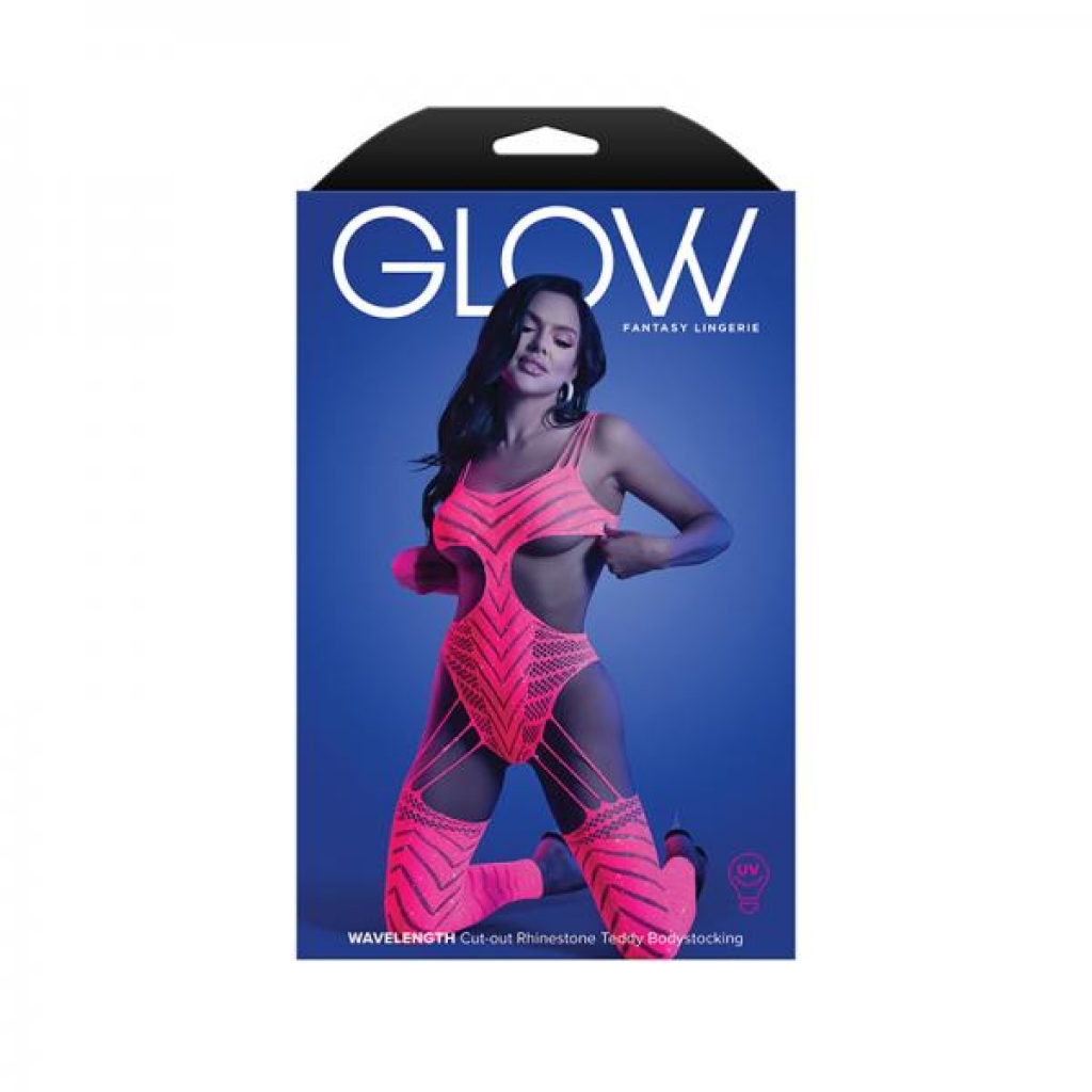 Fantasy Lingerie Glow Wavelength UV Reactive Rhinestone Teddy