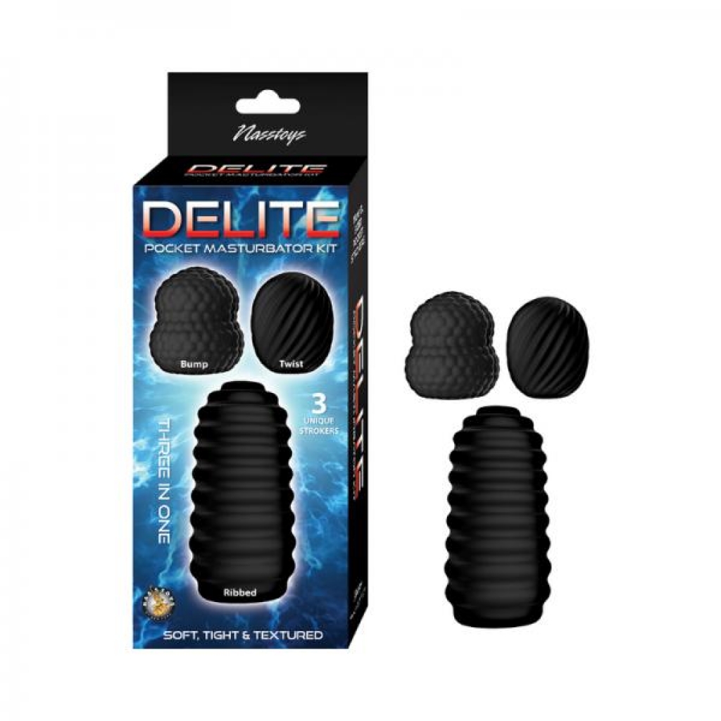 Delite Pocket Masturbator Kit - Black