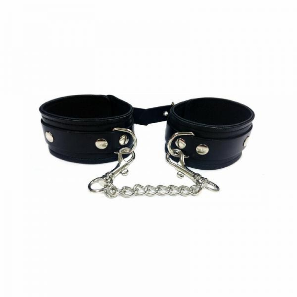 Rouge Plain Leather Ankle Cuffs - Black