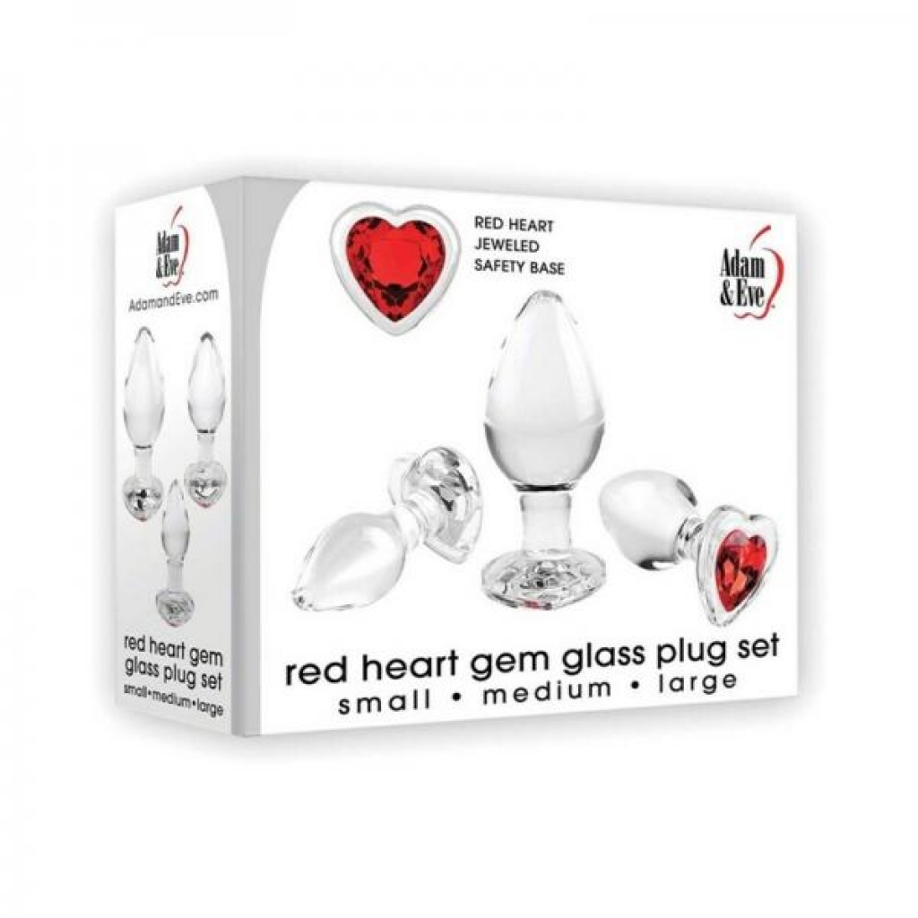 Adam & Eve Heart Gem Glass Plug Set