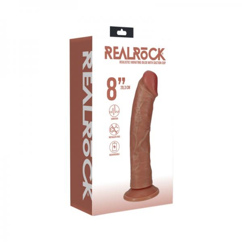 Realrock 8-inch Vibrating Penis - Curved Tan