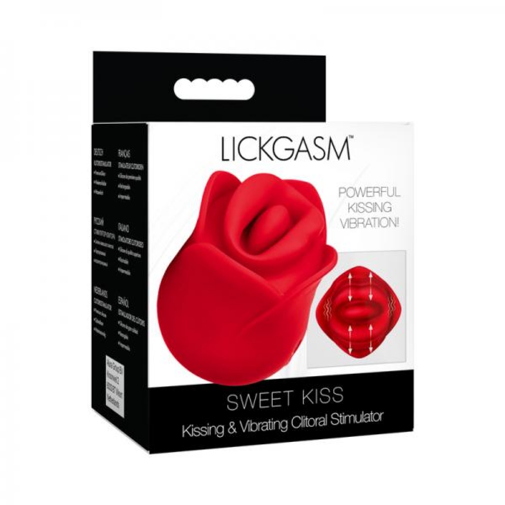 Lickgasm Kissing & Vibrating Rose Clitoral Stimulator - Red