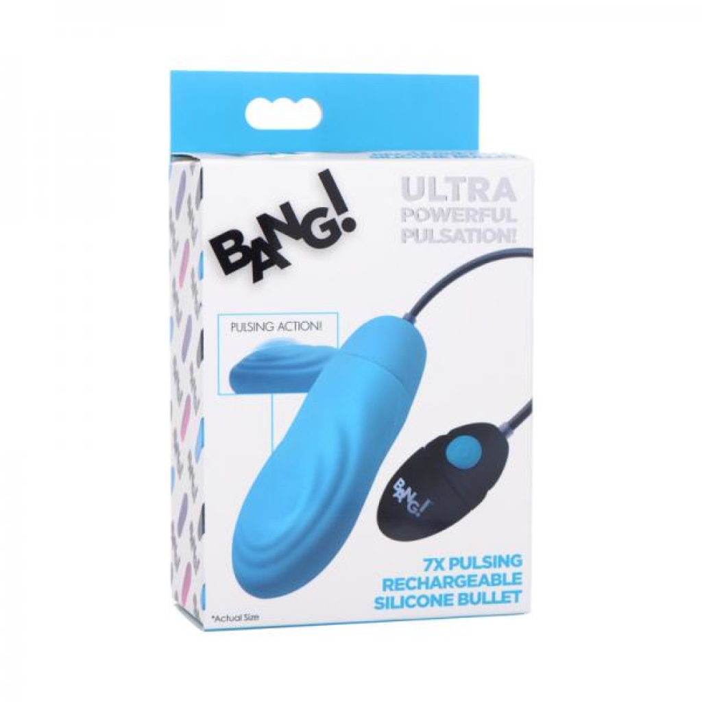 Bang! 7x Pulsing Rechargeable Silicone Bullet - Blue Bliss