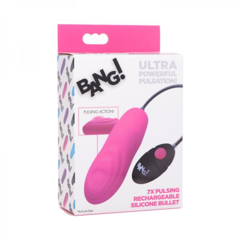 Bang! 7x Pulsing Rechargeable Silicone Bullet - Pink