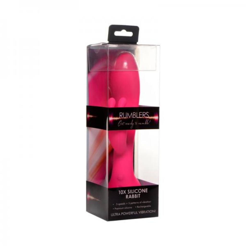 Rumblers 10x Rabbit Silicone Vibrator - Pink Delight