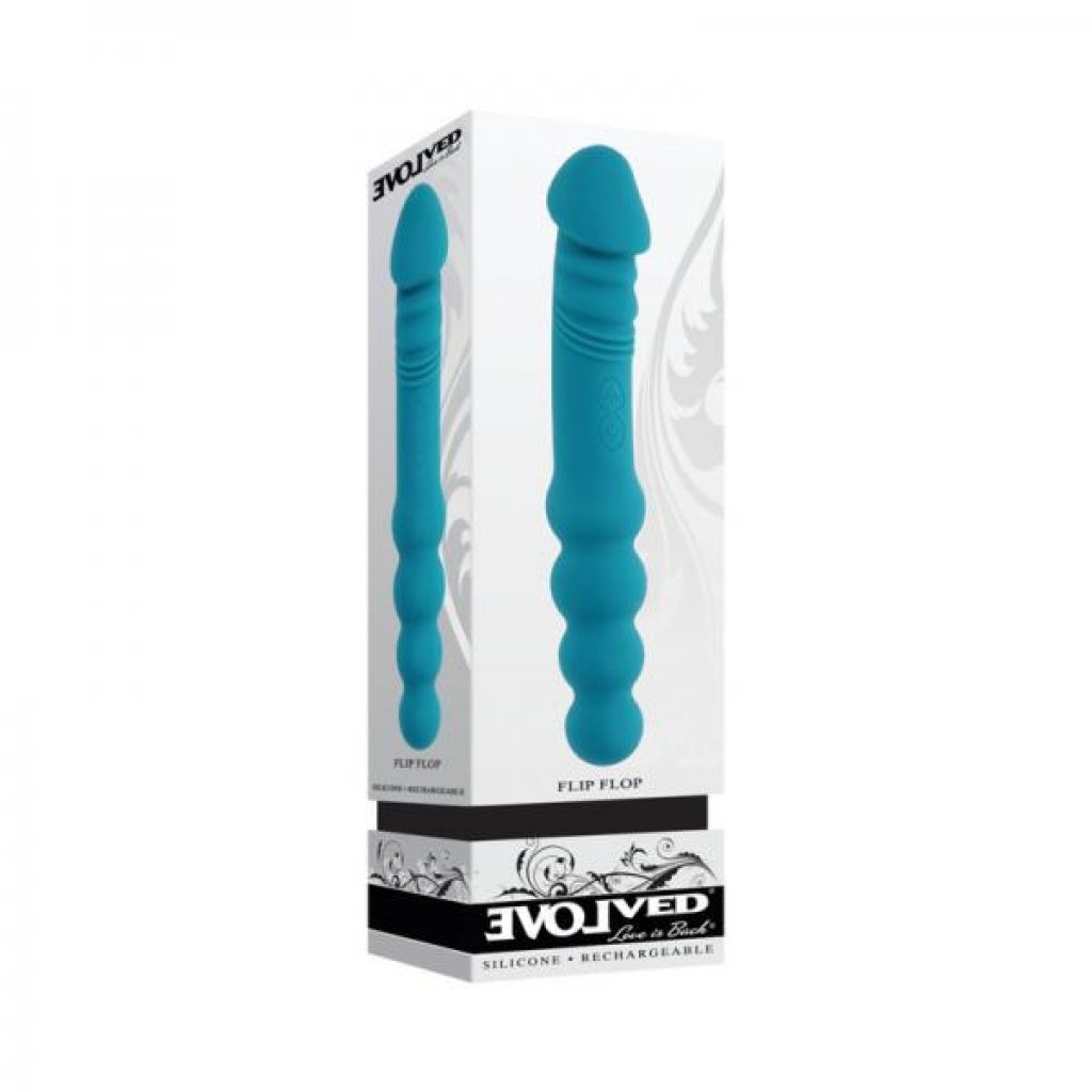 Evolved Flip Flop Rechargeable Dual-Ended Vibrator in Teal