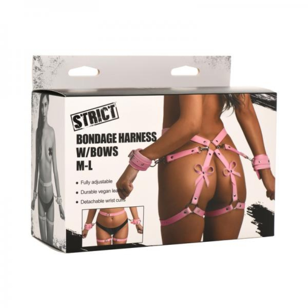 Strict Bondage Harness with Bows - Pink M/L